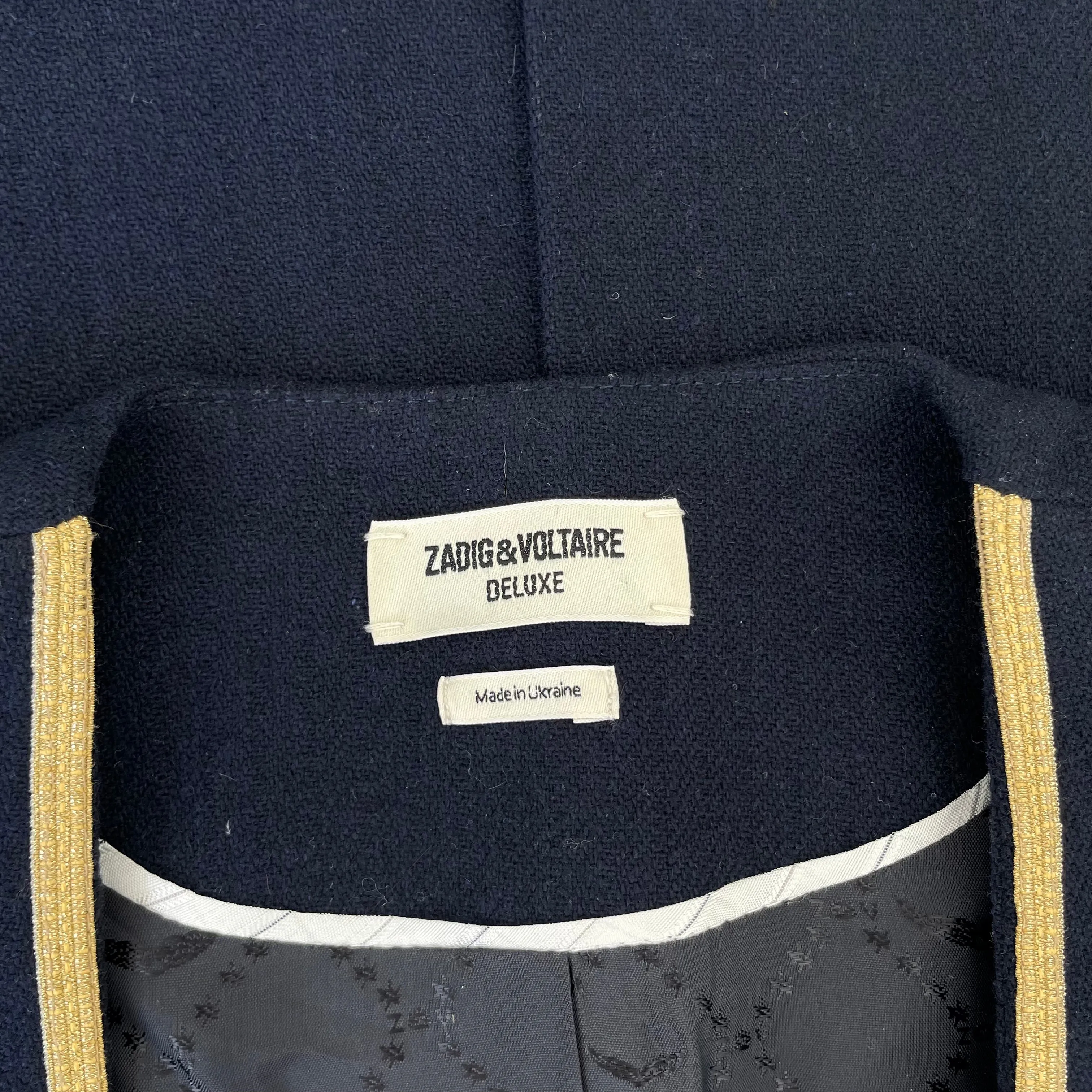 Navy and Gold Military Jacket - M