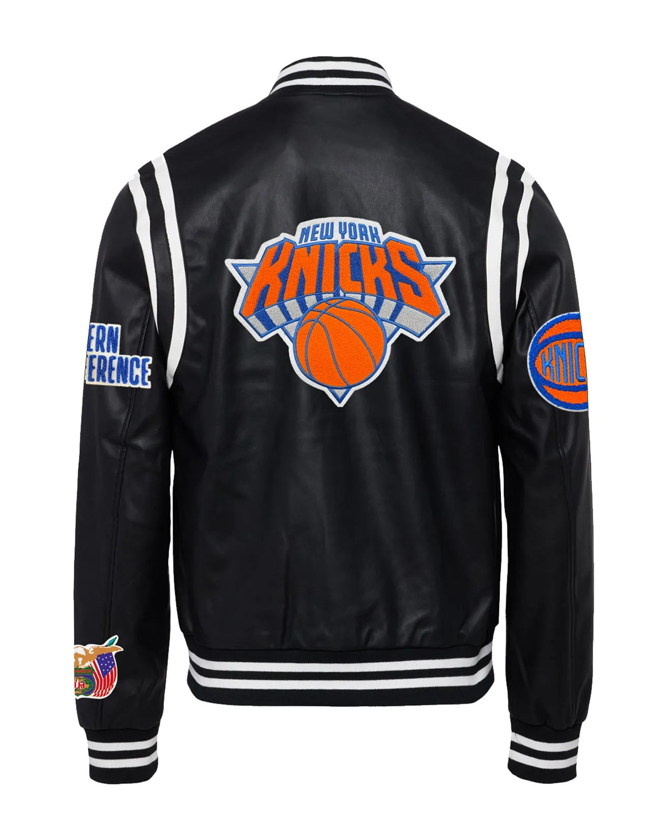 NEW YORK KNICKS VEGAN LEATHER JACKET Black / White