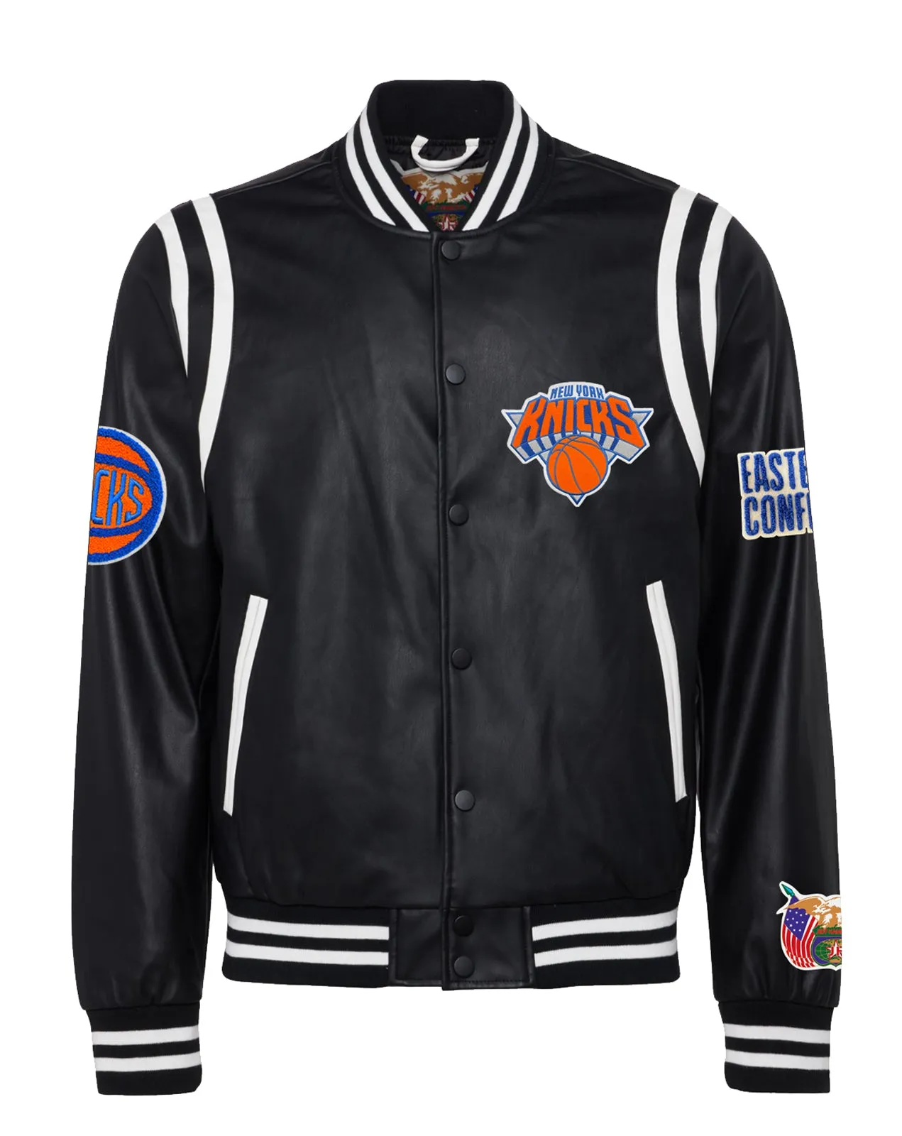 NEW YORK KNICKS VEGAN LEATHER JACKET Black / White