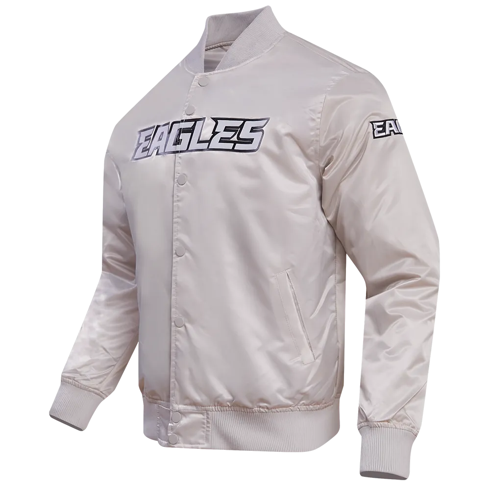 NFL PHILADELPHIA EAGLES BIG LOGO NO FILL MEN'S SATIN JACKET (SILVER)
