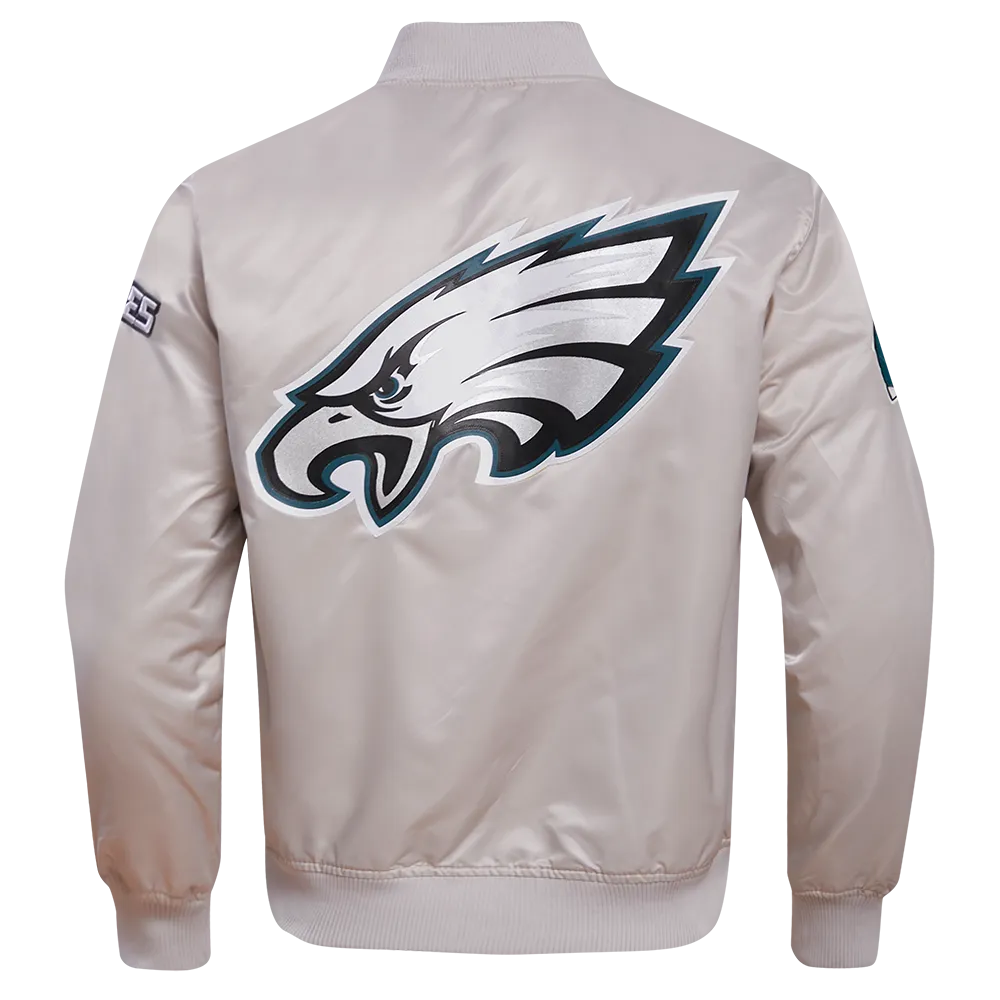 NFL PHILADELPHIA EAGLES BIG LOGO NO FILL MEN'S SATIN JACKET (SILVER)