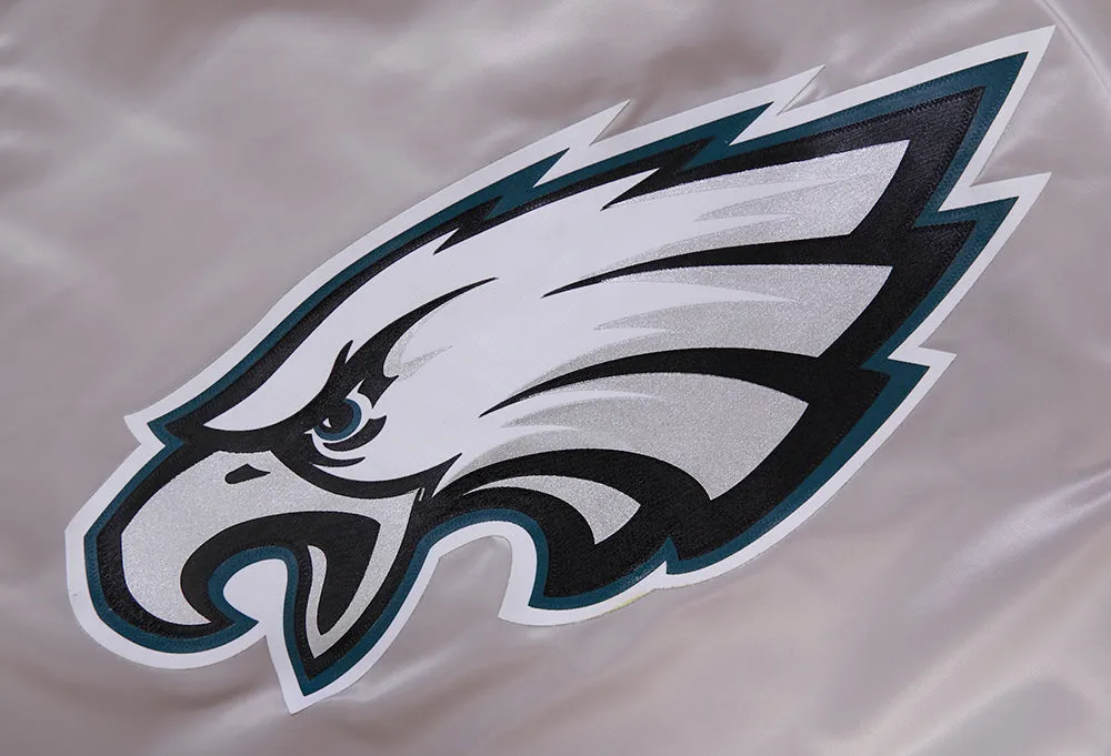 NFL PHILADELPHIA EAGLES BIG LOGO NO FILL MEN'S SATIN JACKET (SILVER)