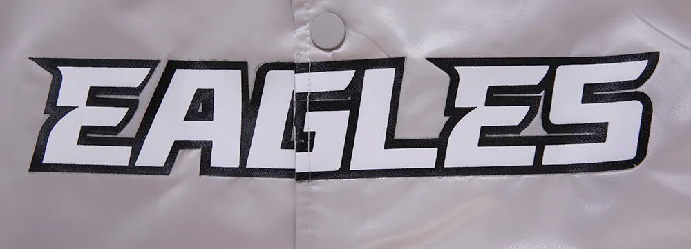 NFL PHILADELPHIA EAGLES BIG LOGO NO FILL MEN'S SATIN JACKET (SILVER)