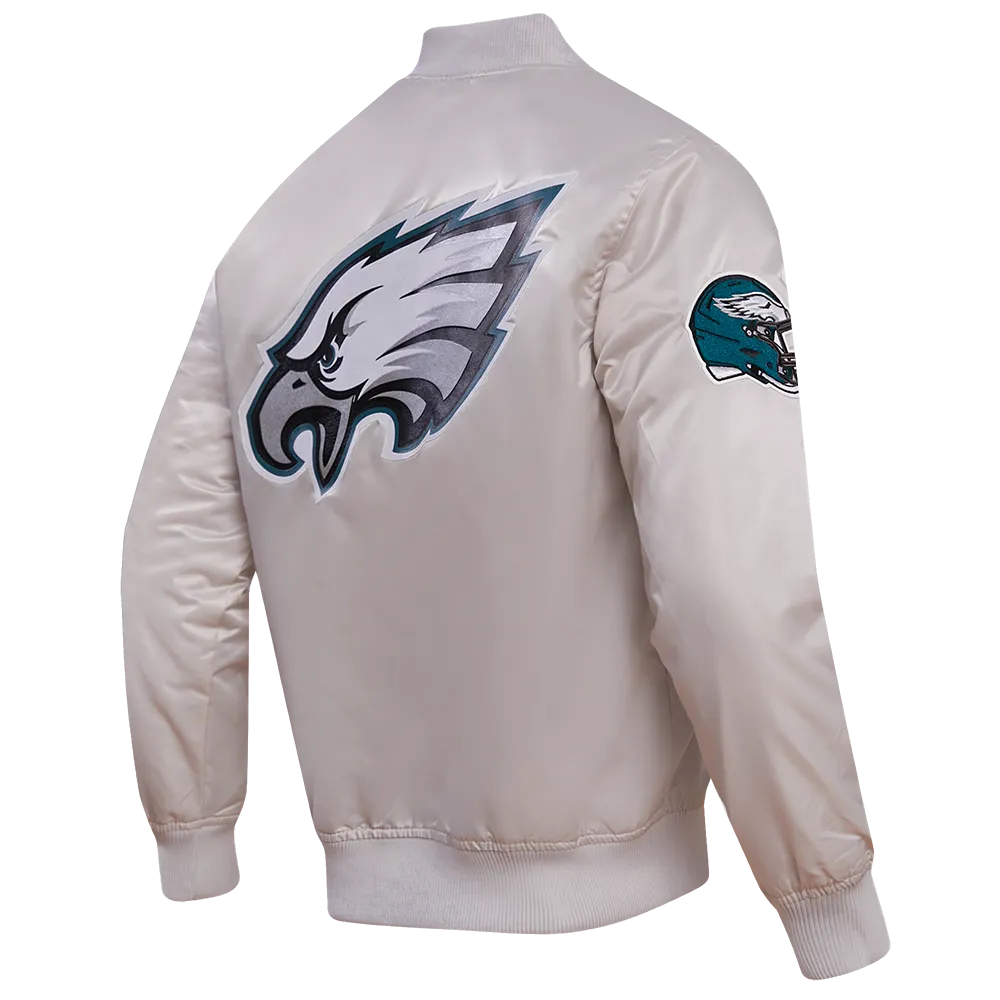 NFL PHILADELPHIA EAGLES BIG LOGO NO FILL MEN'S SATIN JACKET (SILVER)