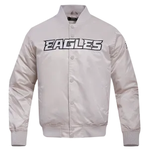 NFL PHILADELPHIA EAGLES BIG LOGO NO FILL MEN'S SATIN JACKET (SILVER)