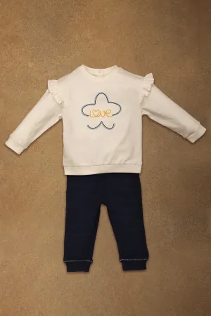 One Friday Baby Girls Cotton Top With Trouser Set
