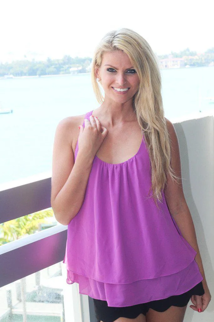 Orchid Ruffled Back Top