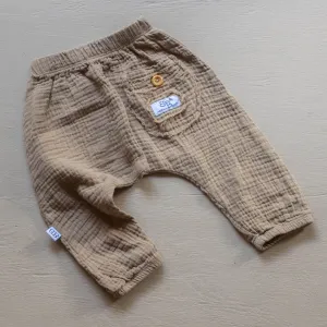 Organic Cotton Toddler Harem Pants - Mocha