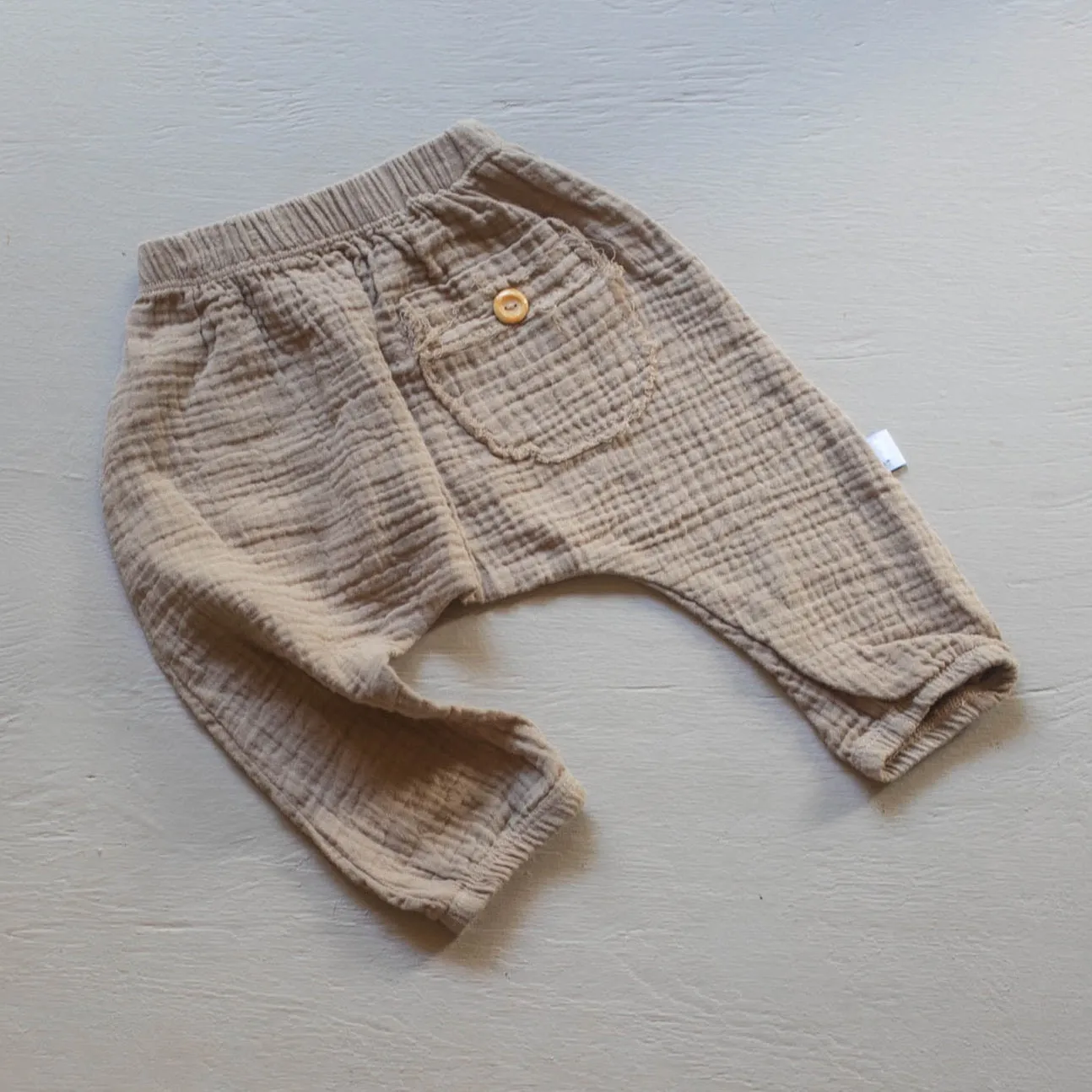 Organic Cotton Toddler Harem Pants - Mocha