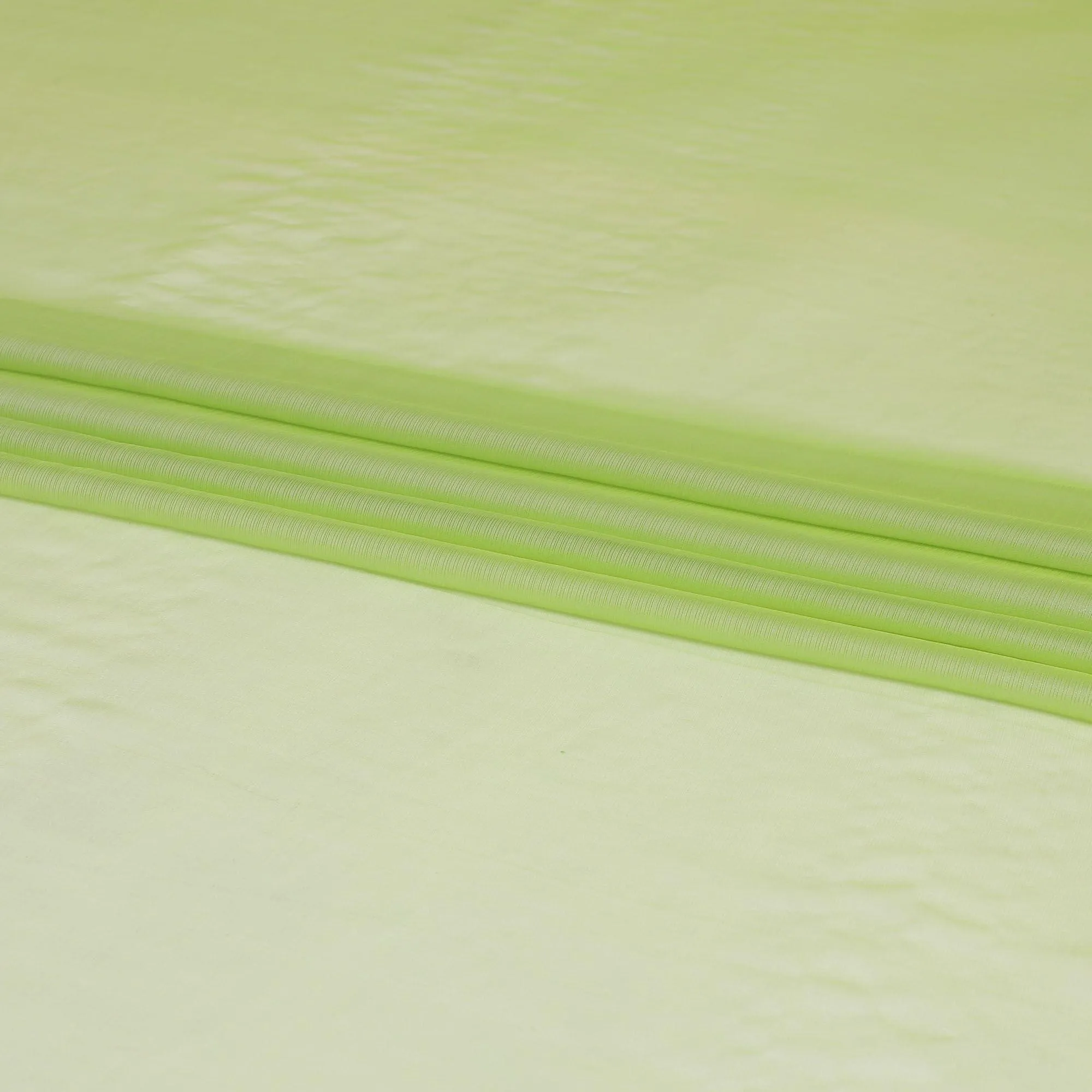 Pastel green plain French lame silk chiffon fabric with shiny finish-D6483