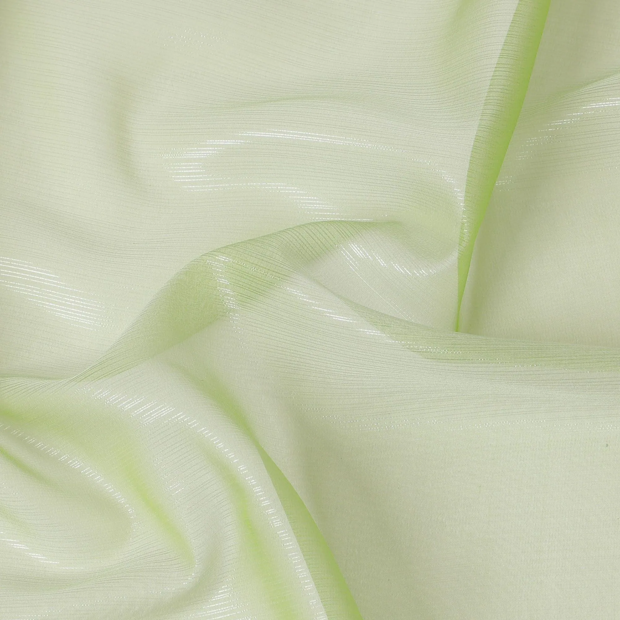 Pastel green plain French lame silk chiffon fabric with shiny finish-D6483