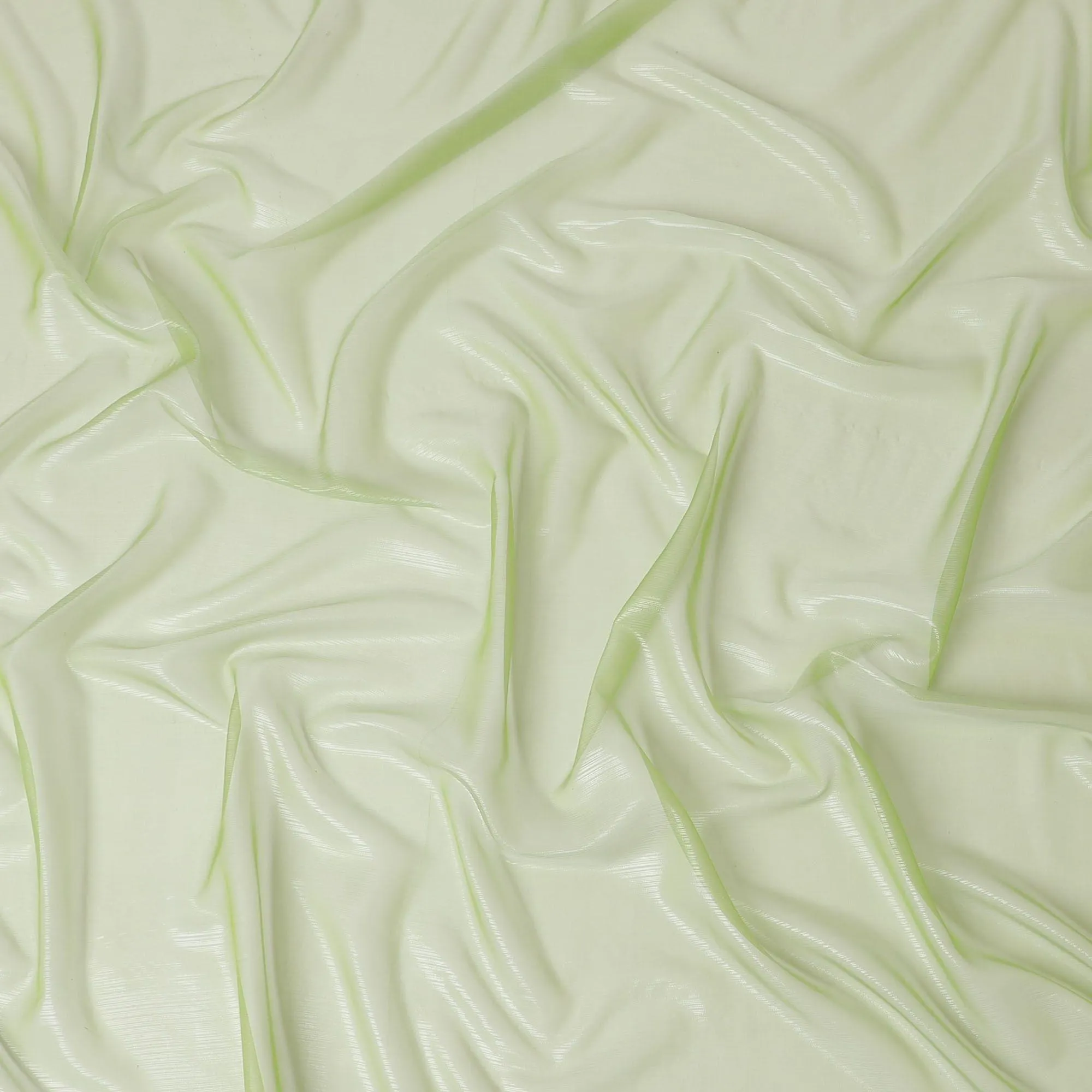Pastel green plain French lame silk chiffon fabric with shiny finish-D6483
