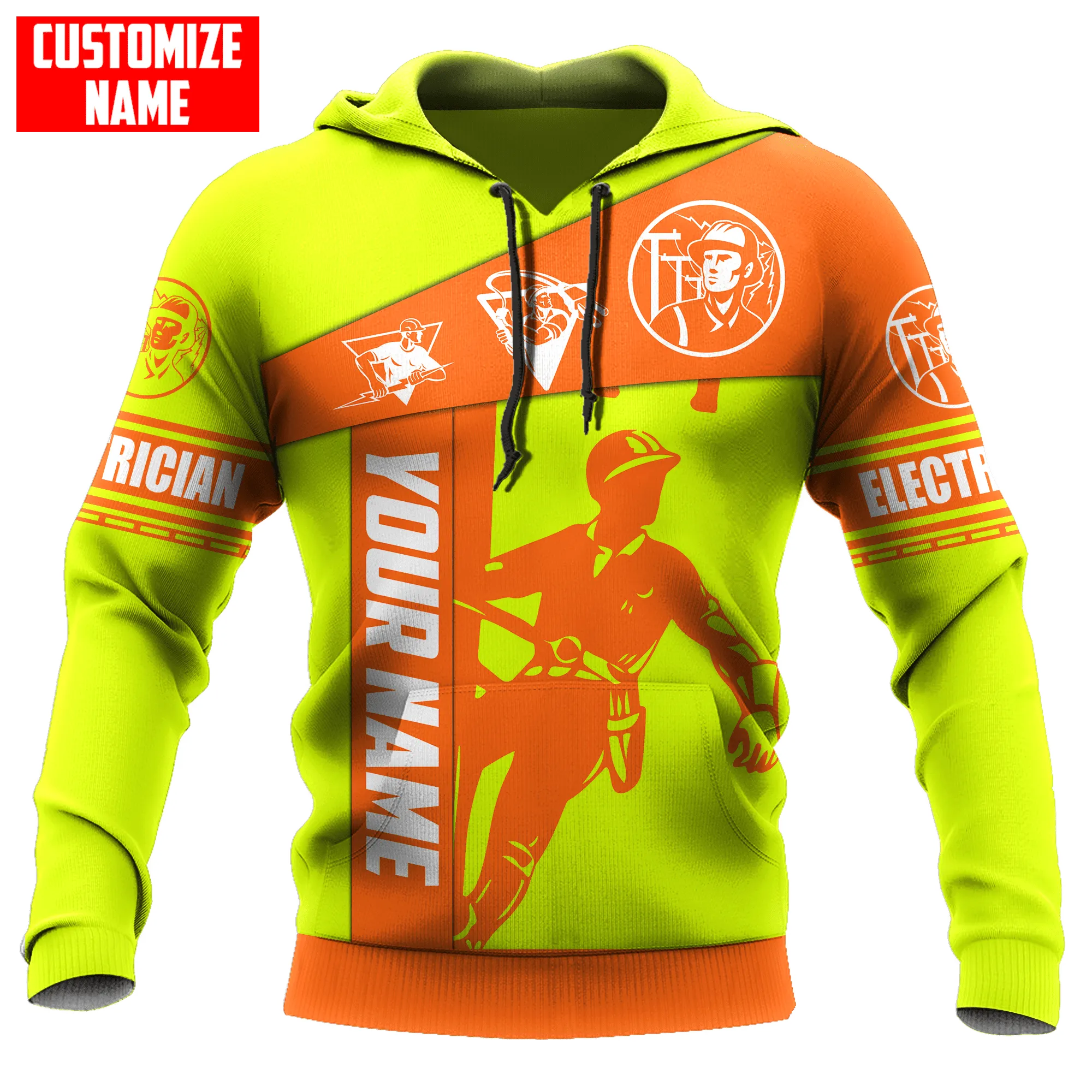 Personalized Electrician Uniform 3D Full Printed Sweatshirt Hoodie Bomber, Gift for Electrician Christmas