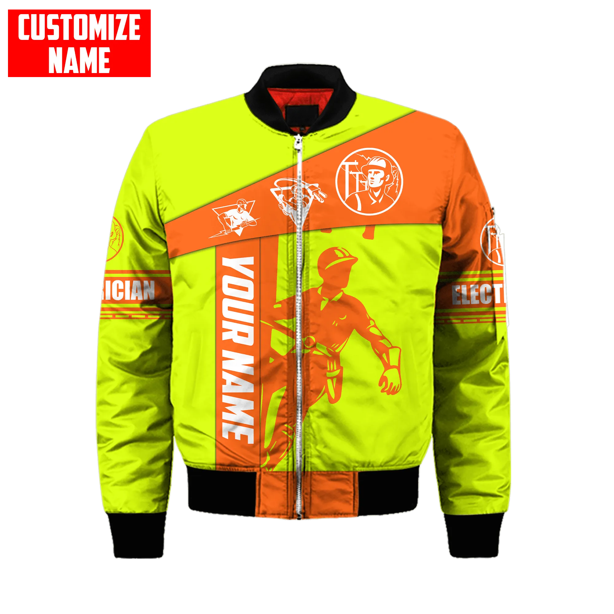 Personalized Electrician Uniform 3D Full Printed Sweatshirt Hoodie Bomber, Gift for Electrician Christmas