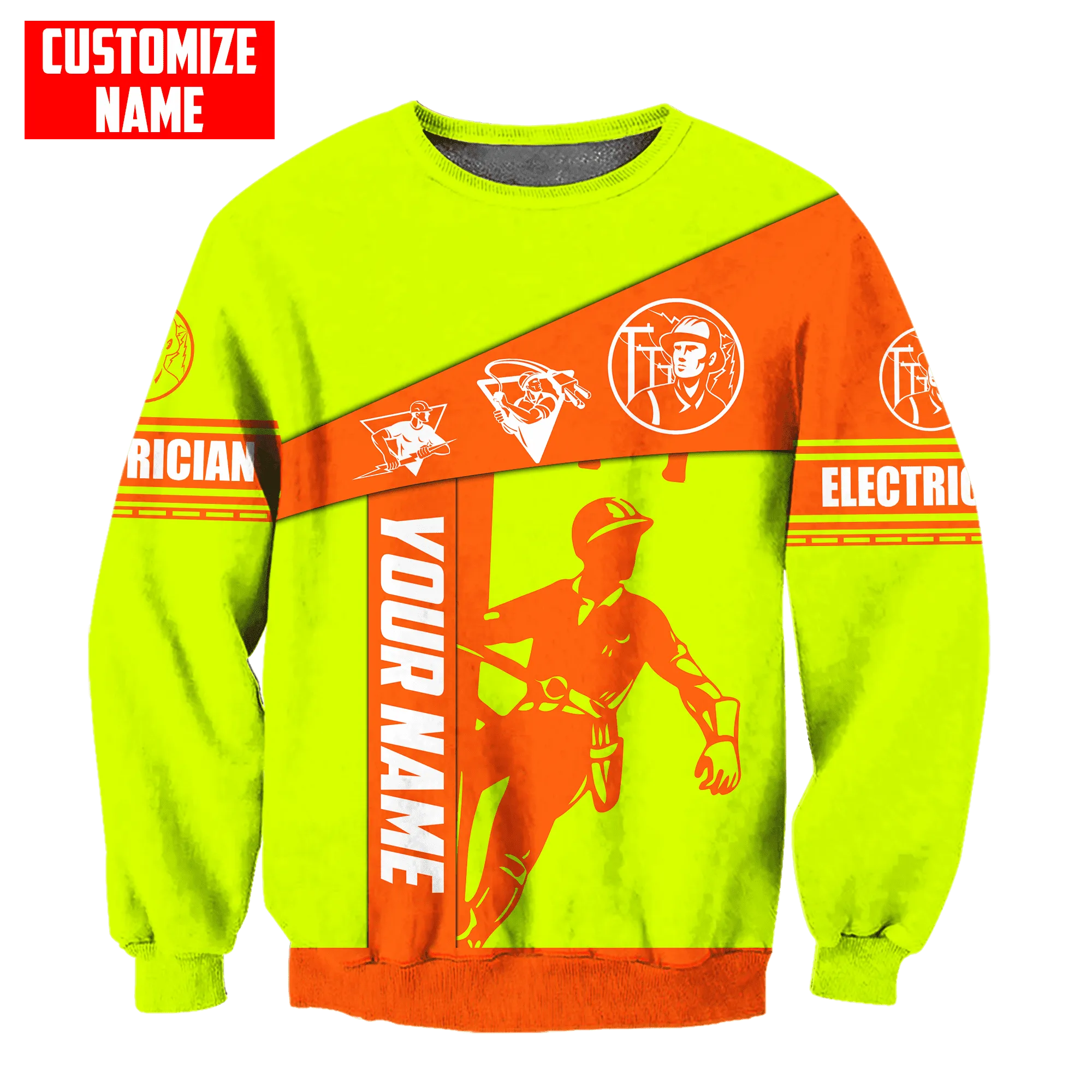 Personalized Electrician Uniform 3D Full Printed Sweatshirt Hoodie Bomber, Gift for Electrician Christmas