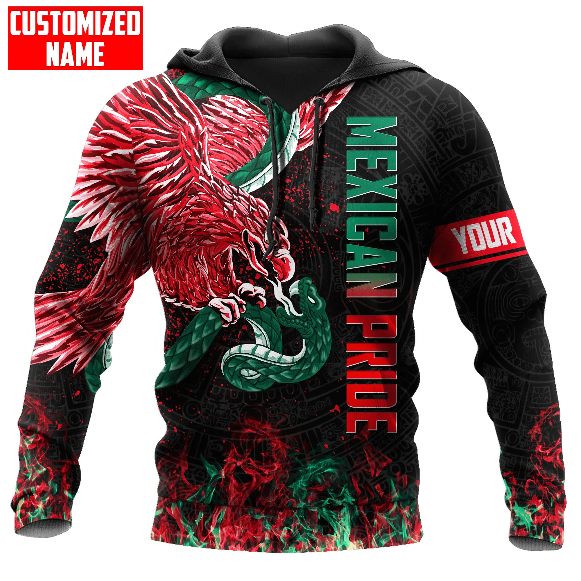 Personalized Mexico Aztec Warrior Smoke Hoodie, Pride Mexico Hoodie, Mexican Hoodies