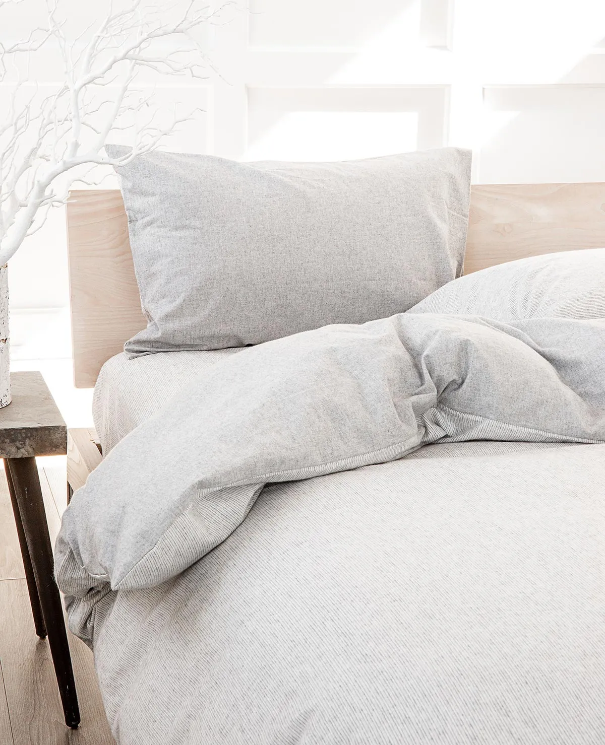 Pinstripe Oatmeal Flannel Sheet Sets