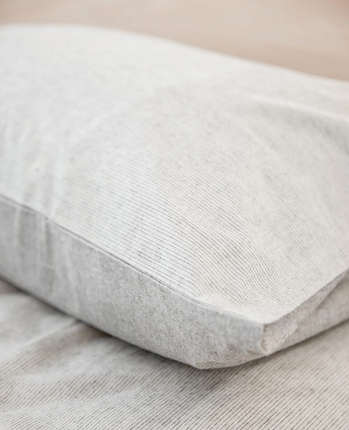 Pinstripe Oatmeal Flannel Sheet Sets