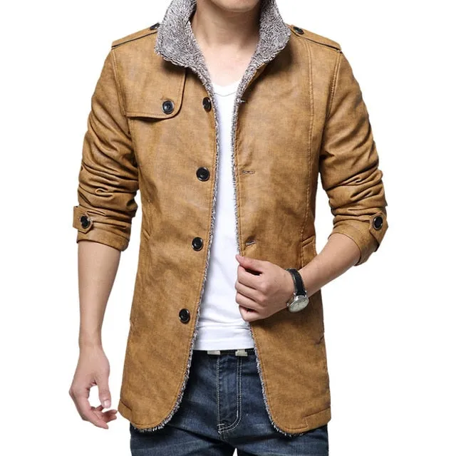 Plus Size 7XL 8XL Winter Leather Jacket