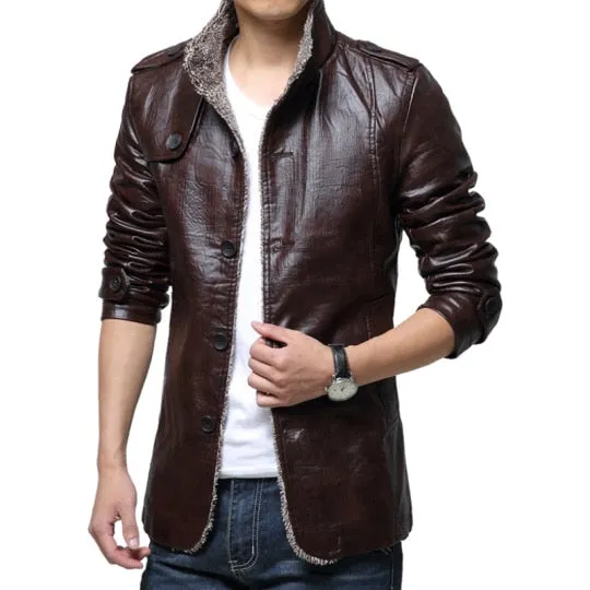 Plus Size 7XL 8XL Winter Leather Jacket