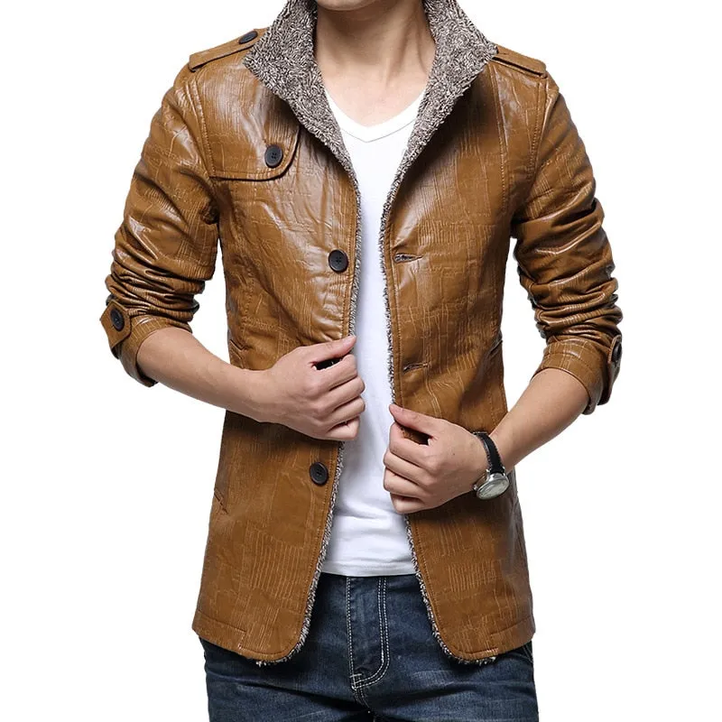 Plus Size 7XL 8XL Winter Leather Jacket