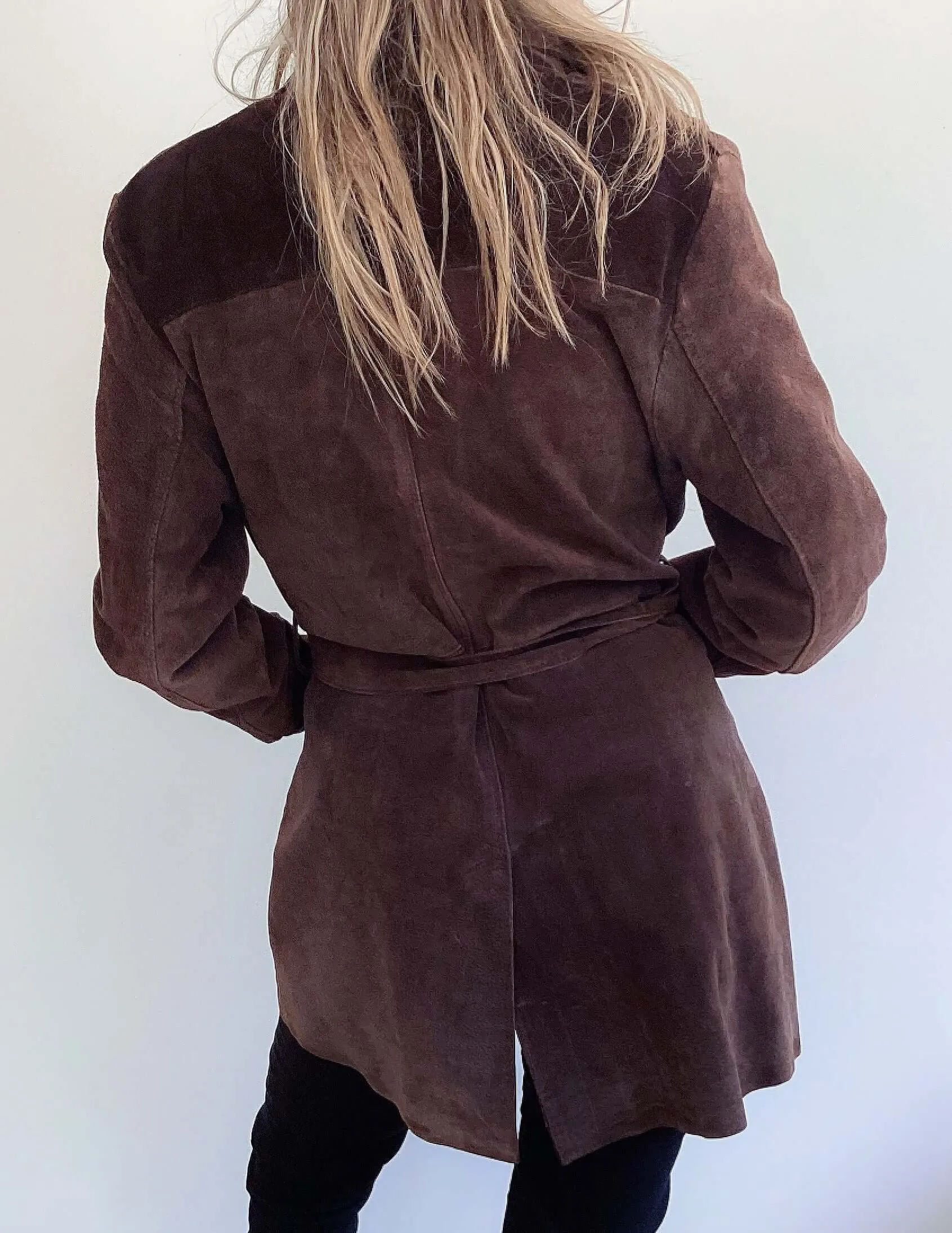 Preloved Genuine Suede Leather Belted Jacket