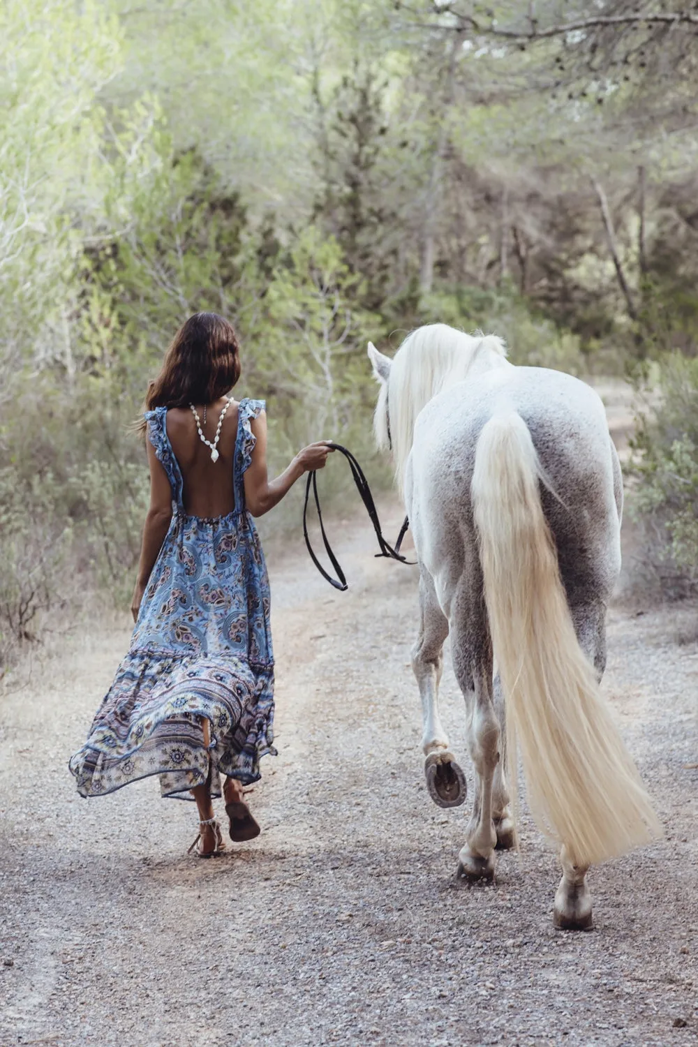 Printed Backless Maxi Boho Dress