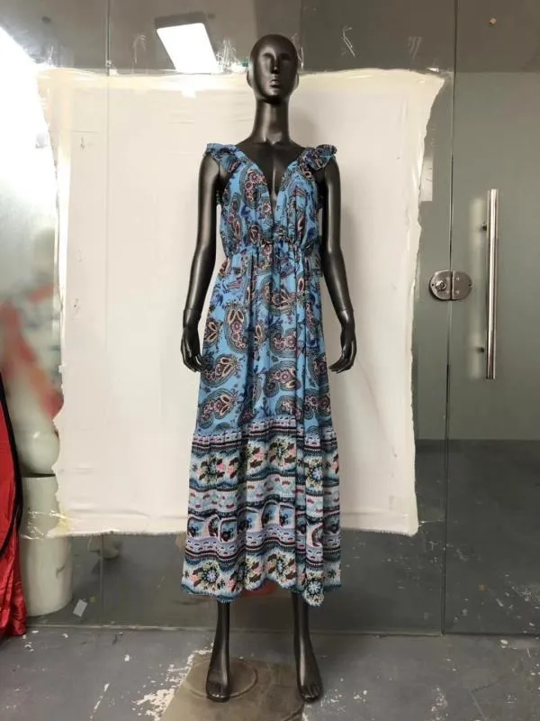 Printed Backless Maxi Boho Dress