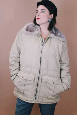 Puffy Jacket with Faux Fur Trim