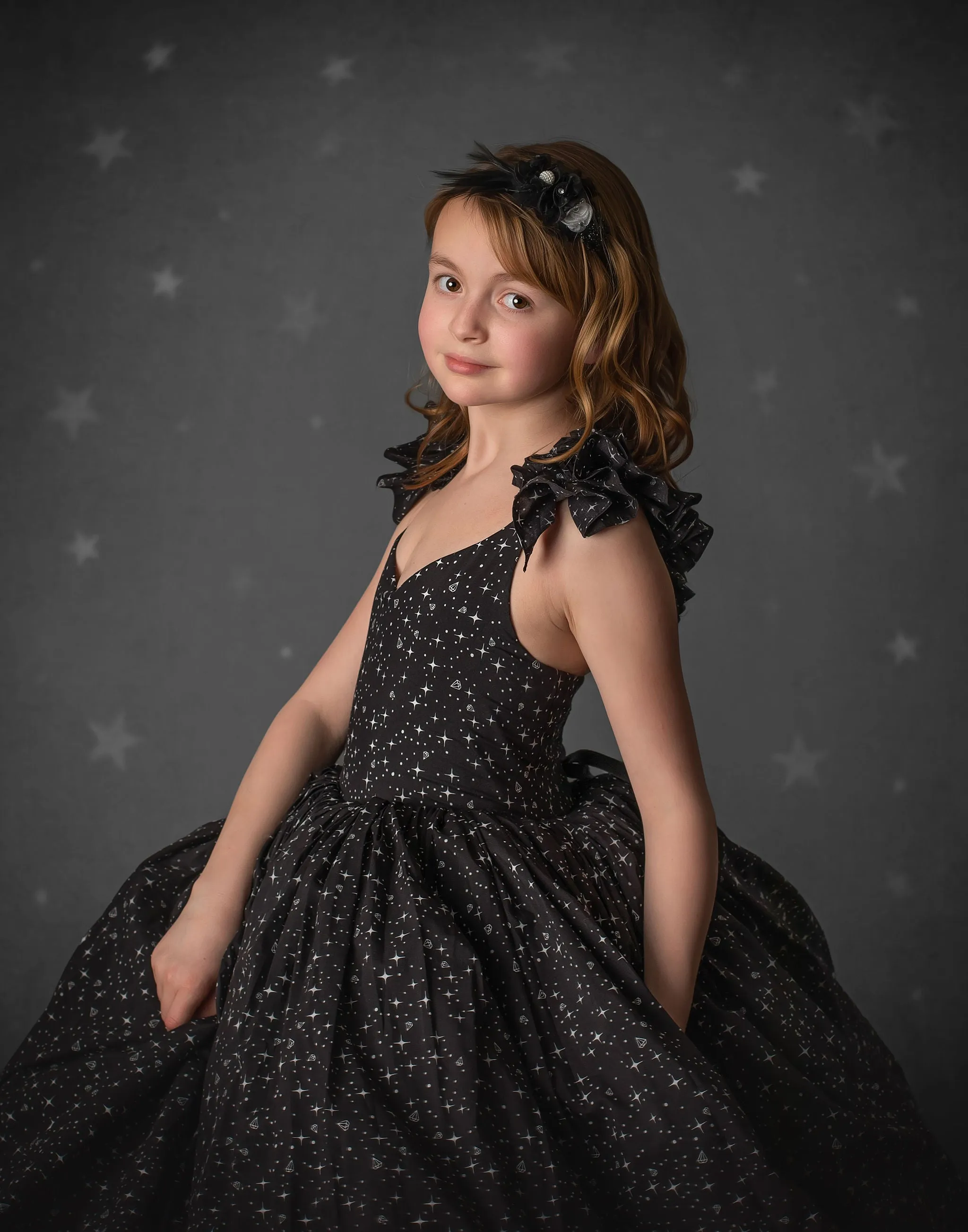 "Diamond Starlight" -  Floor long Length Dress Chiffon ( 6 Year - Petite 9 Year)