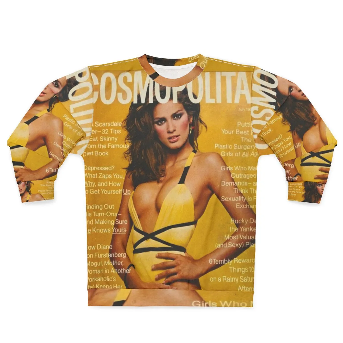 "Gia Carangi's Iconic Cosmopolitan Swimsuit Sweatshirt"