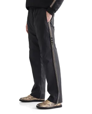 Rare Rabbit Men Ghana-B Black Polyester Fabric Elasticated Waistband Tape Detail Track Pant
