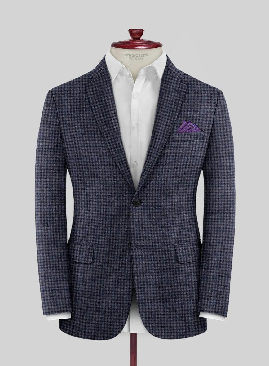 Reda Baez Blue Checks Wool Jacket