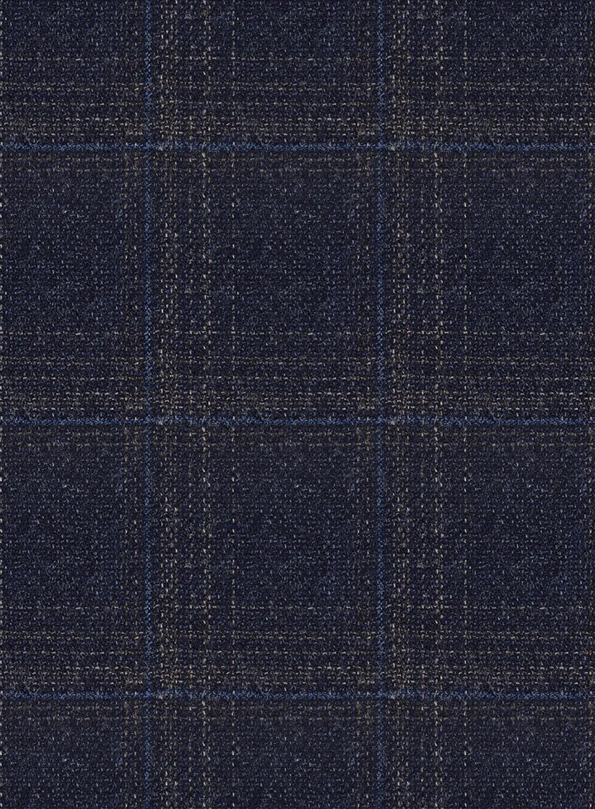 Reda Berato Navy Blue Checks Wool Jacket