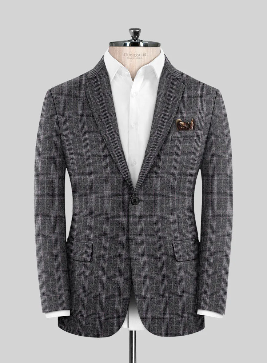 Reda Homio Gray Checks Wool Jacket