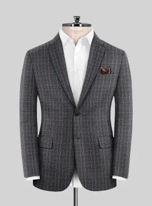 Reda Homio Gray Checks Wool Jacket