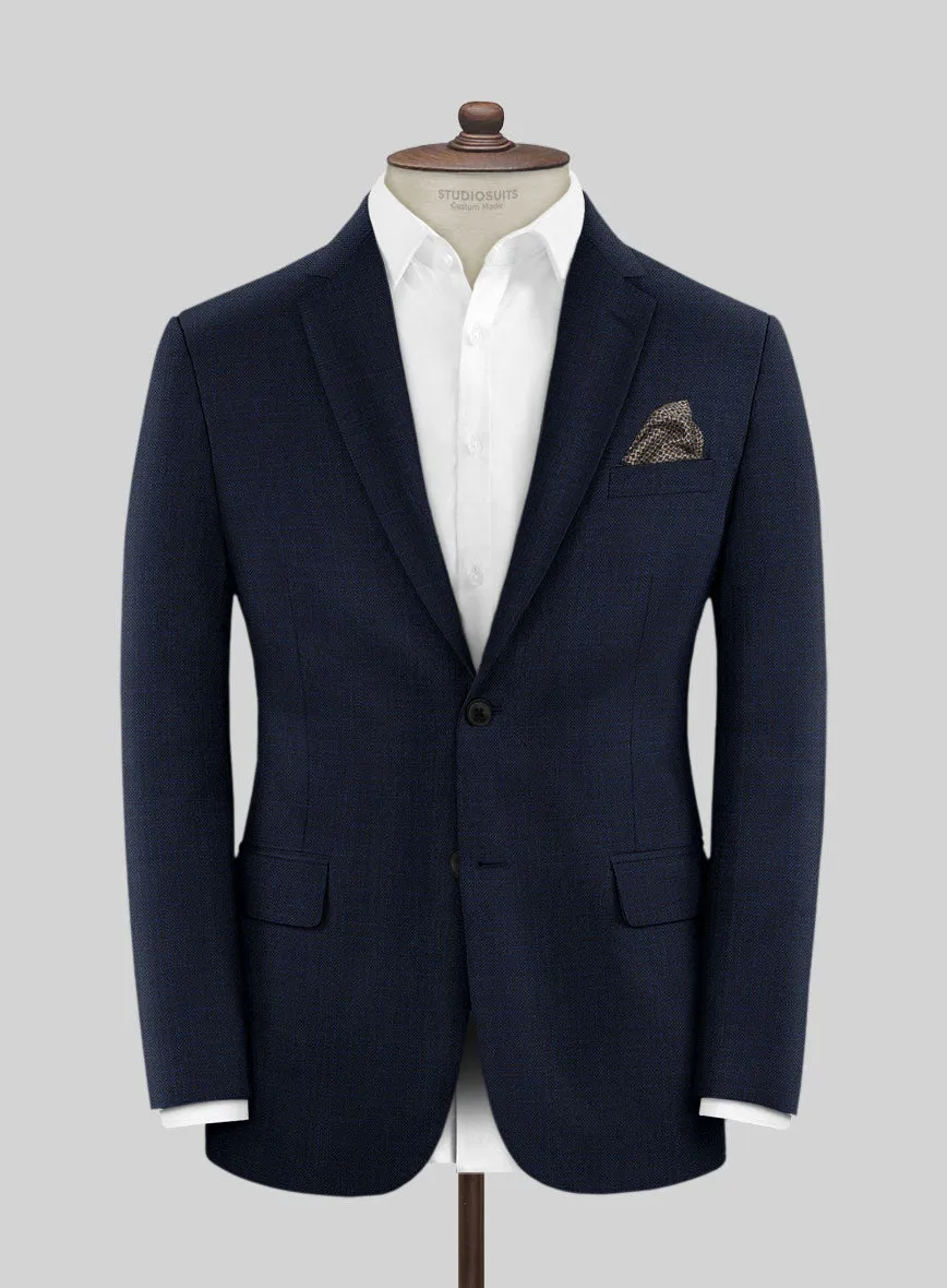 Reda Hopsack Dark Blue Wool Jacket