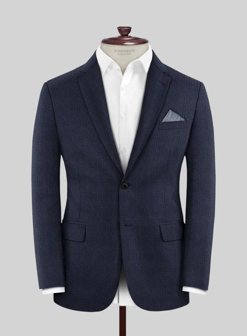 Reda Jeromi Dark Blue Checks Wool Jacket
