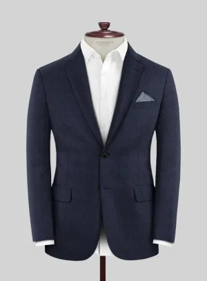 Reda Jeromi Dark Blue Checks Wool Jacket