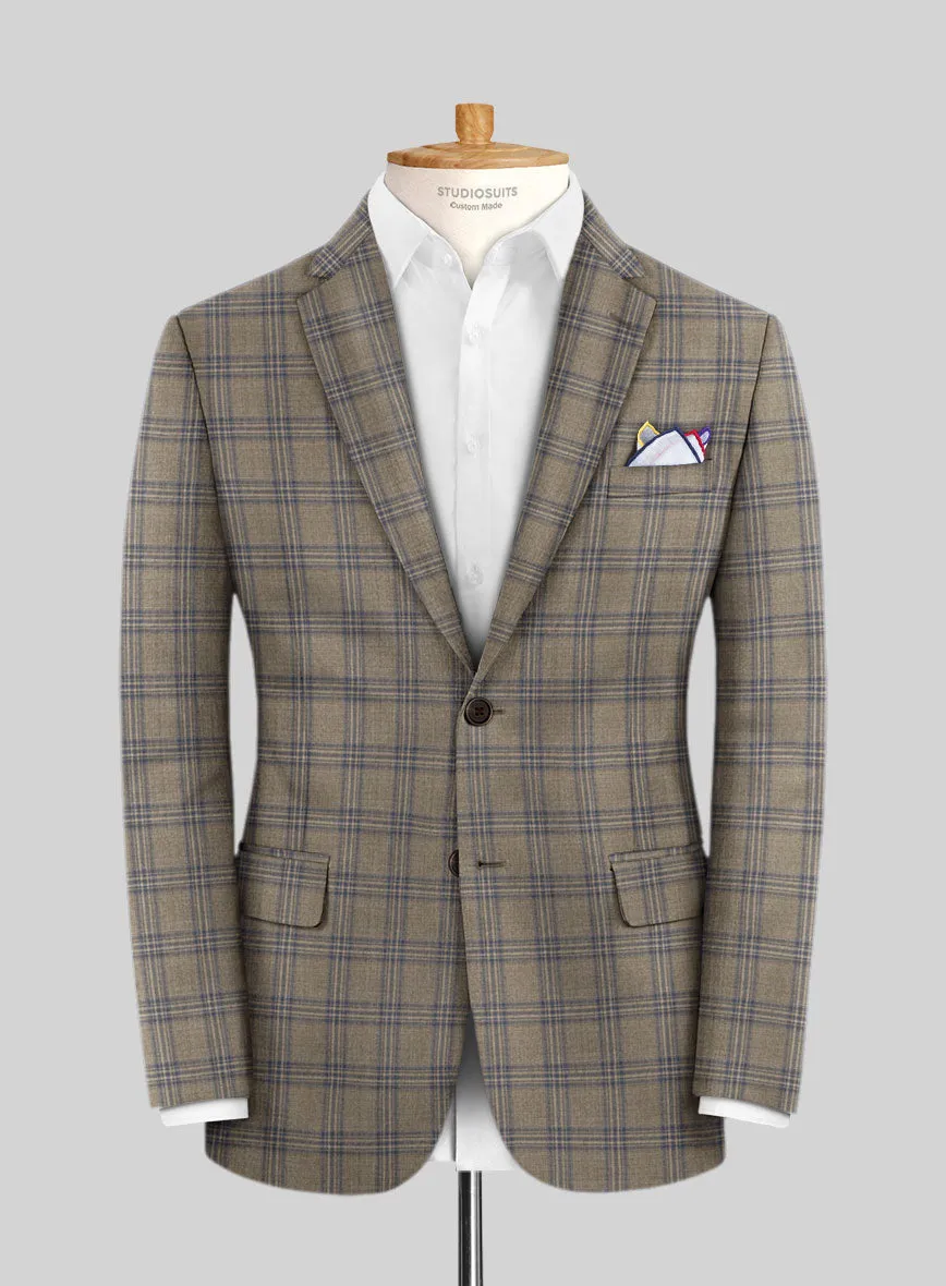 Reda Sand Brown Checks Wool Jacket
