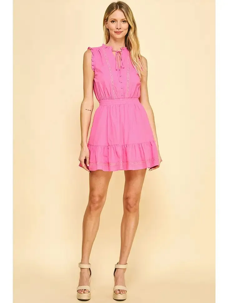 Ruffle Sleeve Mini Dress - Pink