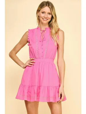 Ruffle Sleeve Mini Dress - Pink