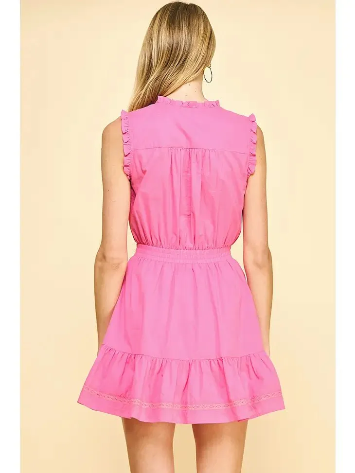 Ruffle Sleeve Mini Dress - Pink