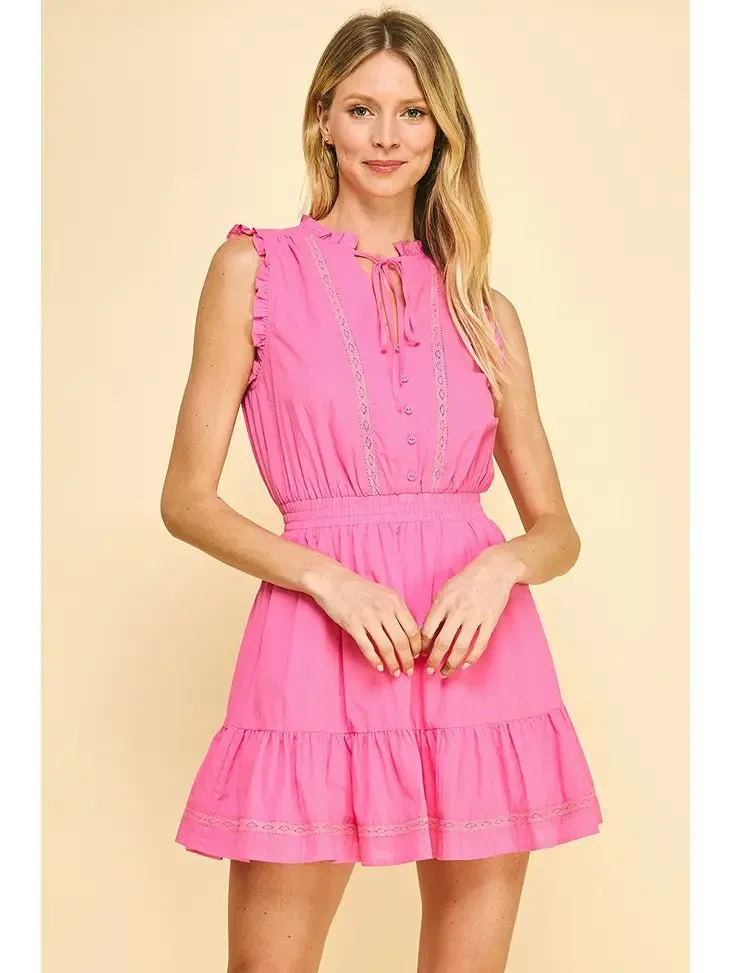 Ruffle Sleeve Mini Dress - Pink