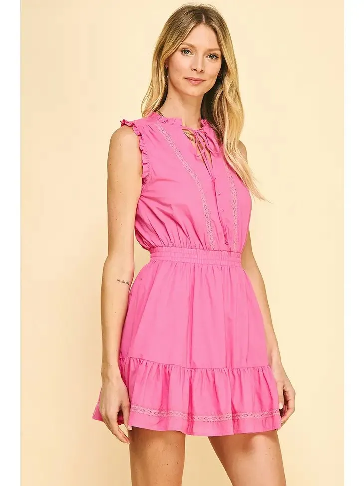 Ruffle Sleeve Mini Dress - Pink