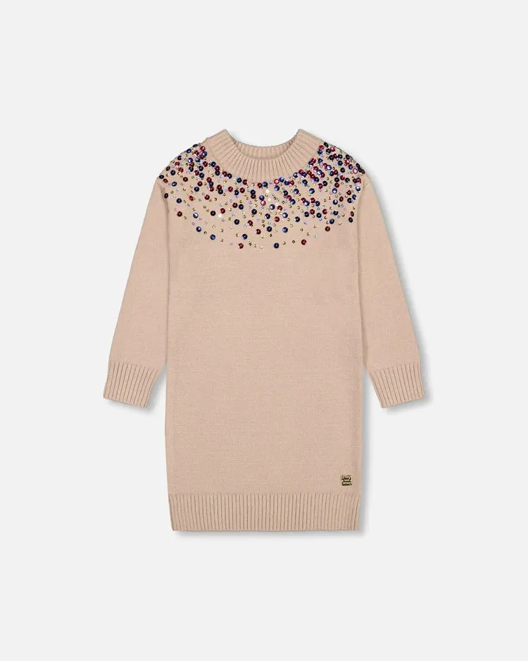 Sand Sequin Knit Dress