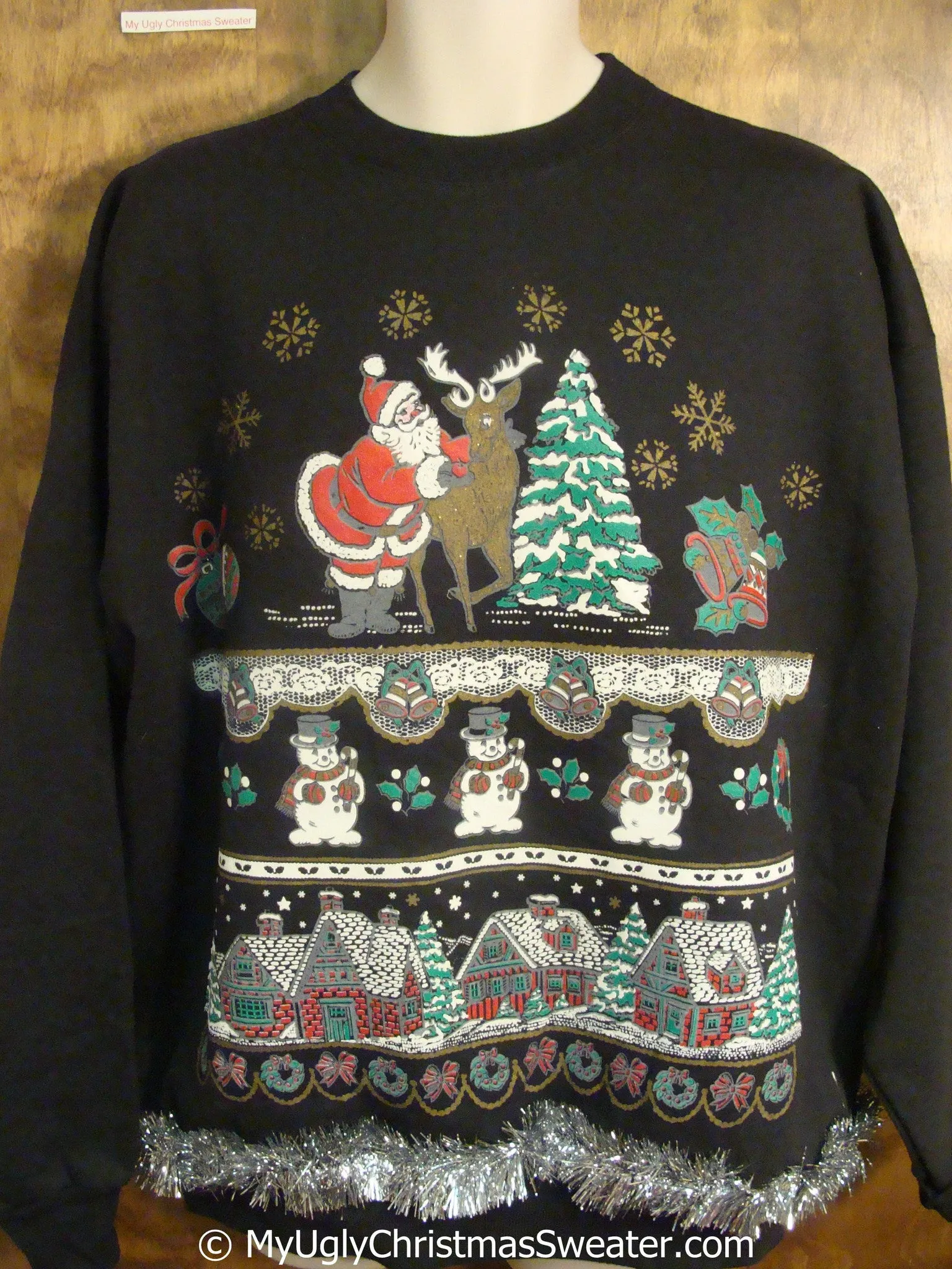 Santa and Reindeer Tacky Christmas Sweatshirt