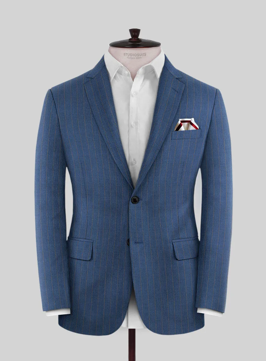 Scabal Cosmopolitan Stripe Flat Blue Wool Jacket