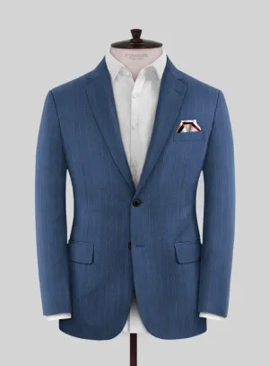 Scabal Cosmopolitan Stripe Flat Blue Wool Jacket
