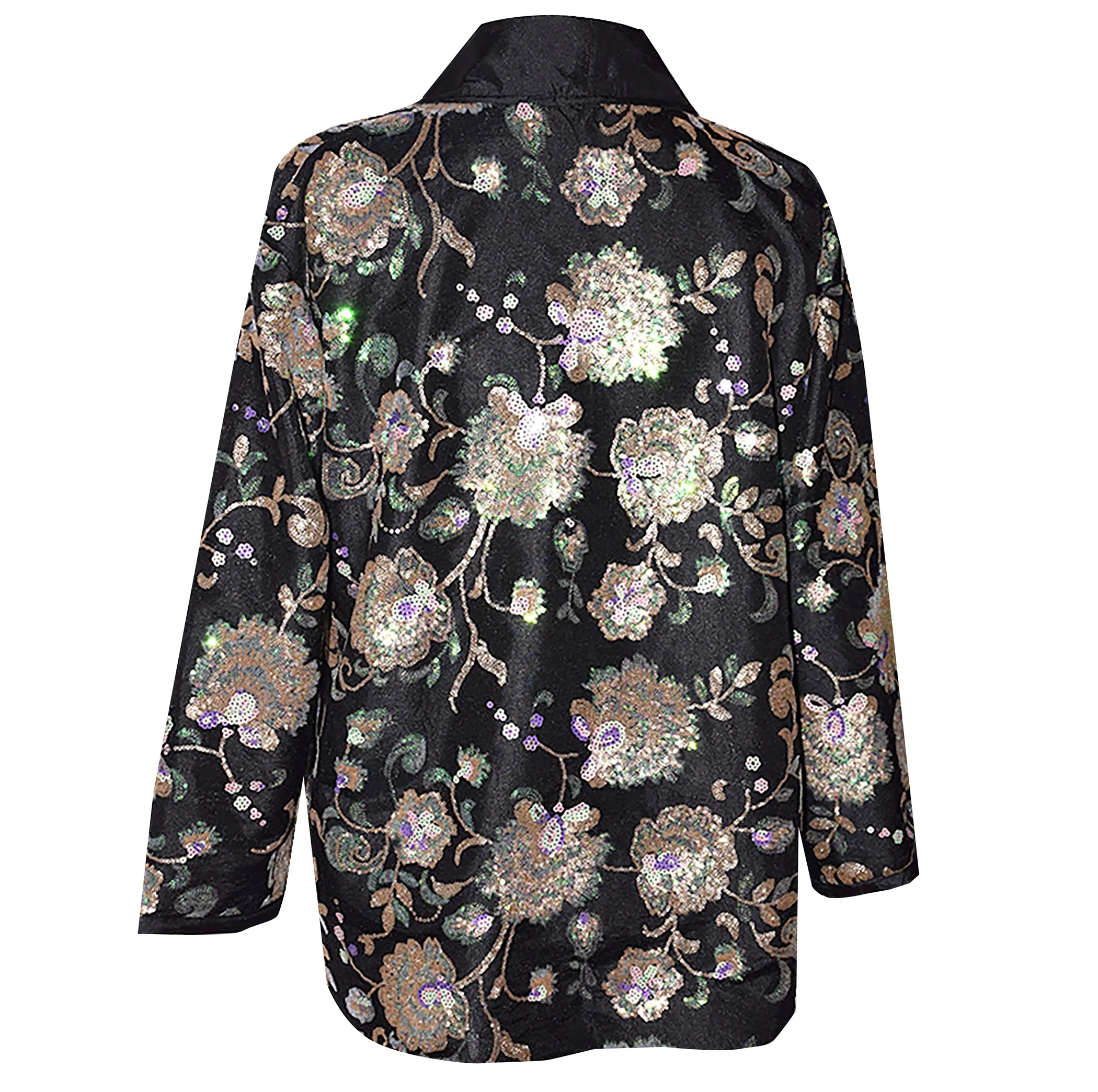 Shimmery One of a Kind Black Sequined Lined Kimono Jacket